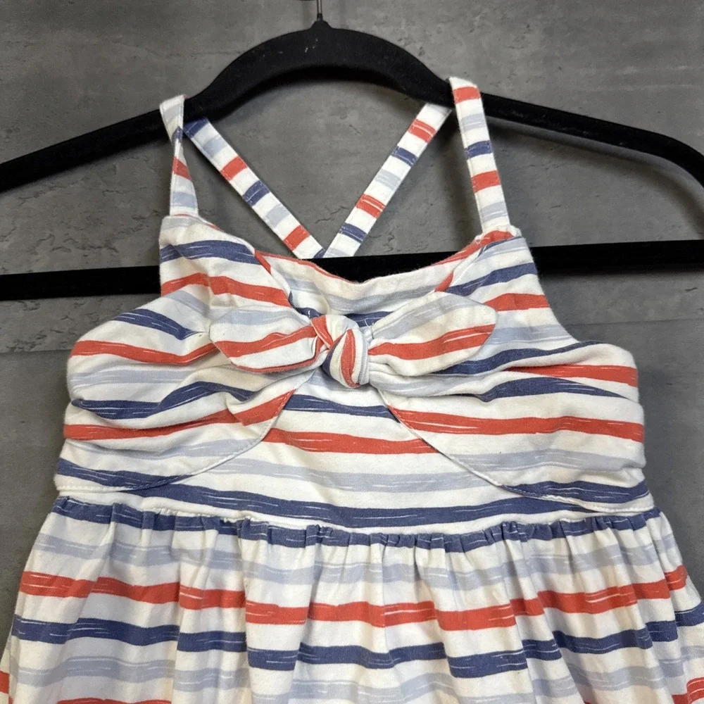 Girls Tommy Bahama Red White Blue Striped Dress Tie Knot Front Sz 7